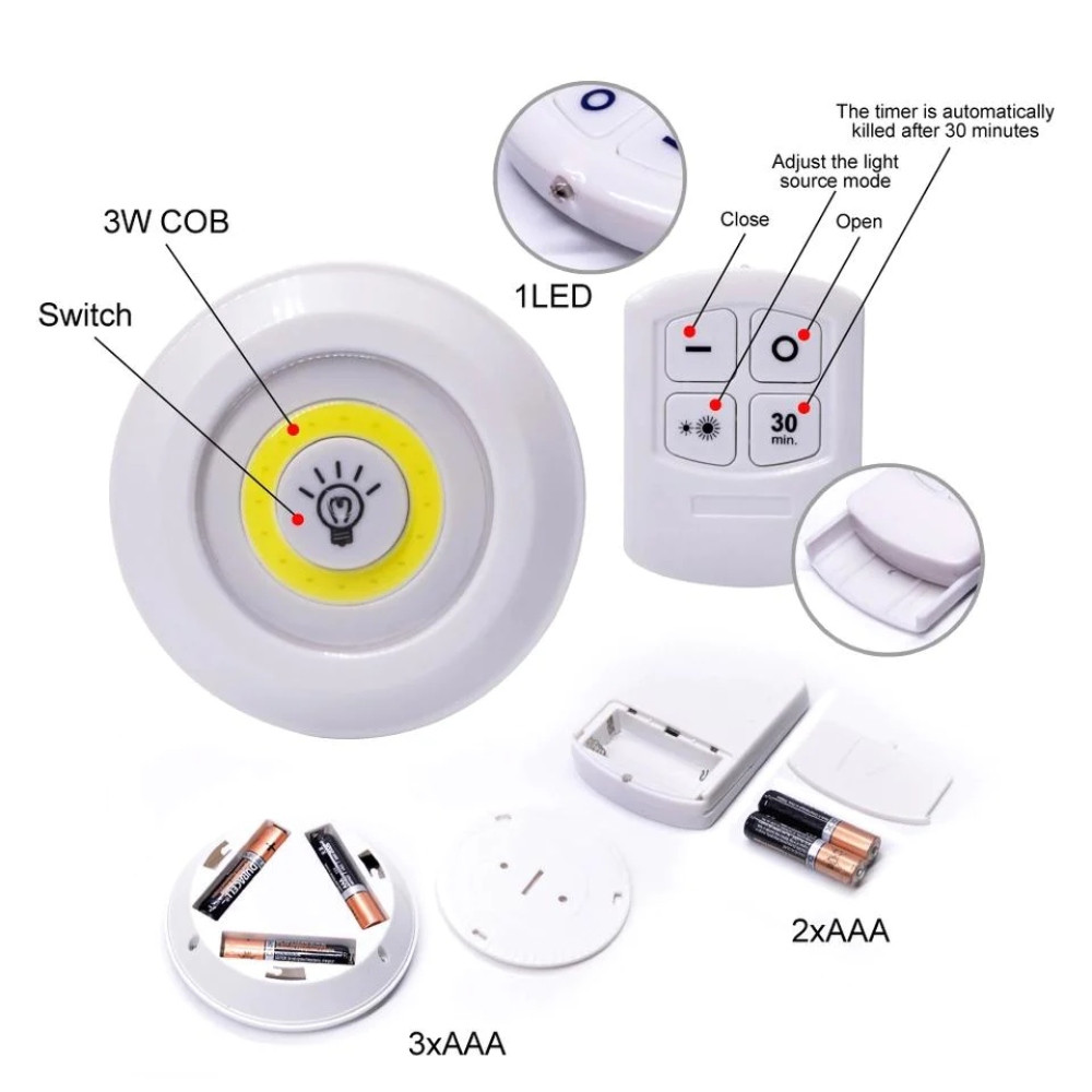 Miniatura 2 de Set 3 luces led portátil control remoto